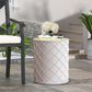 Hearth and Haven Outdoor Round End Table with Diamond Lattice Texture in Antique White, , large