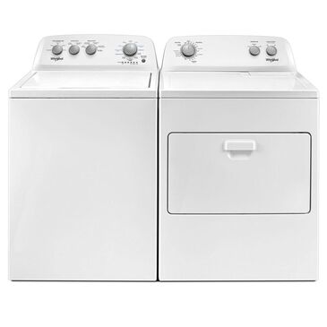 Whirlpool 3.9 Cu Ft Top Load Washer and 7 Cu Ft Front Load Gas Dryer in White, , large