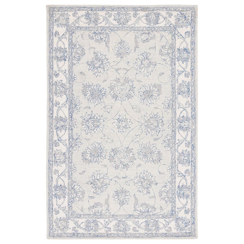 Safavieh Micro-Loop Traditional 6" x 9" Light Blue and Ivory Area Rug, , large