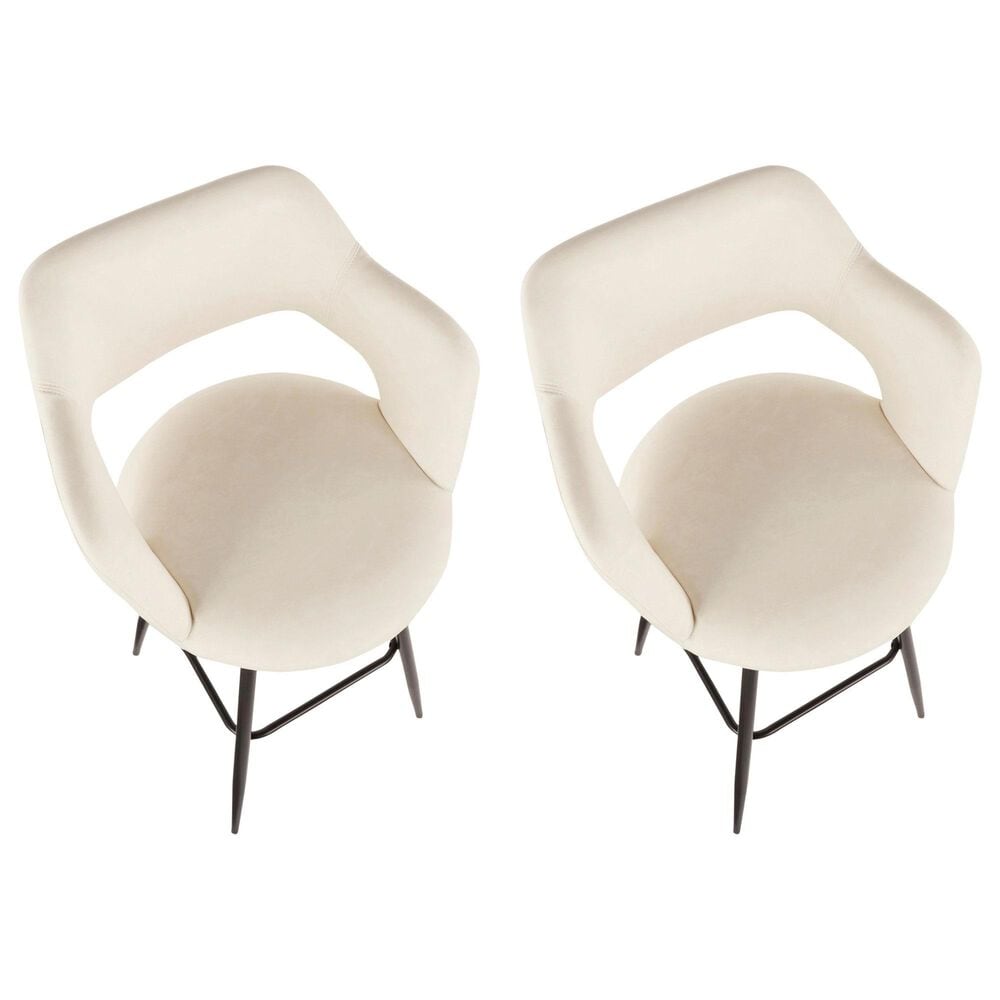 Lumisource Margarite Barstool with Cream Cushion in Black &#40;Set of 2&#41;, , large
