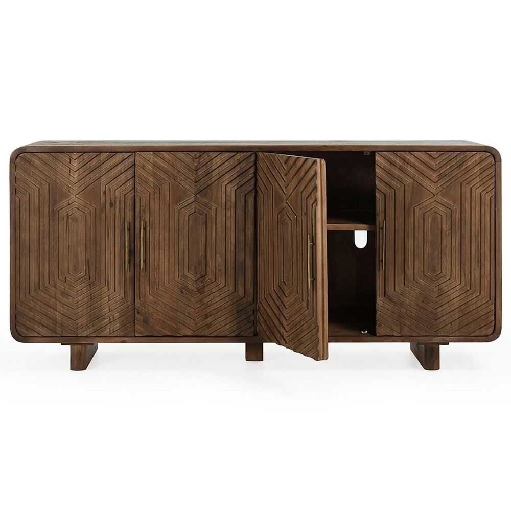 Classic Home Holmes Mango Wood 4-Door Buffet in Artisan Brown, , large