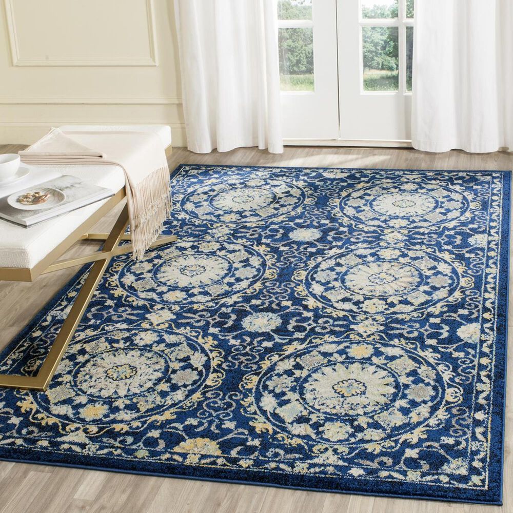 Safavieh Evoke EVK252A-3 3&#39; x 5&#39; Navy/Ivory Area Rug, , large