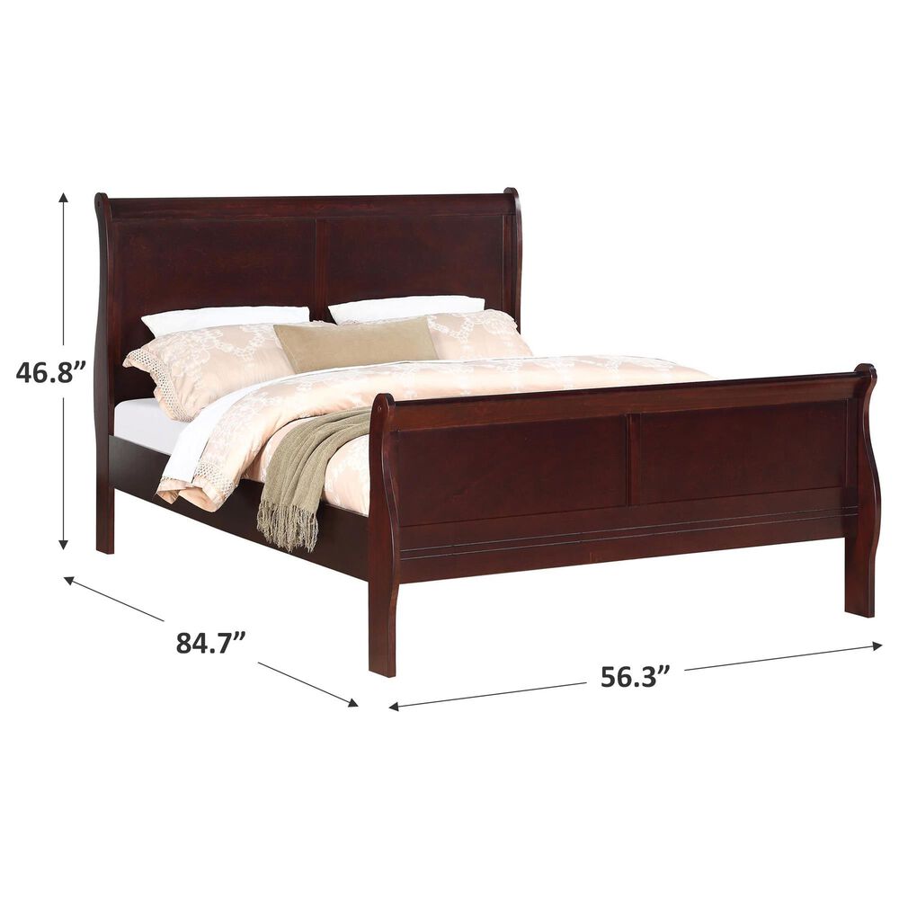 Crown Mark Louis Philip Full Sleigh Bed in Cherry, , large