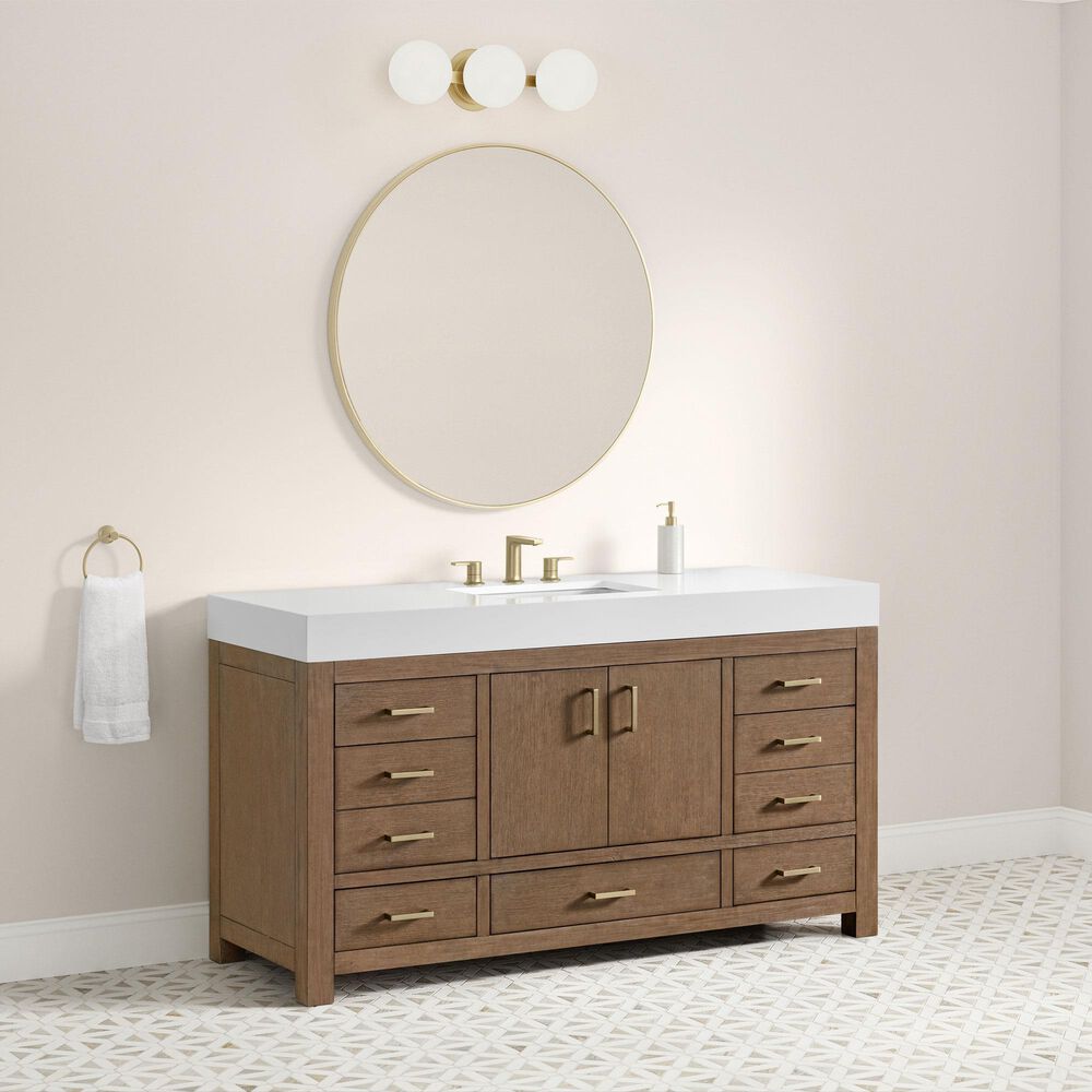37B Alanya 60" Single Bathroom Vanity in Walnut Drift with White Composite Stone Top, , large