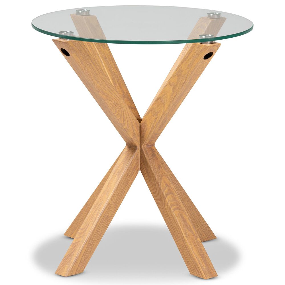 Baxton Studio Lida End Table in Clear/Natural, , large