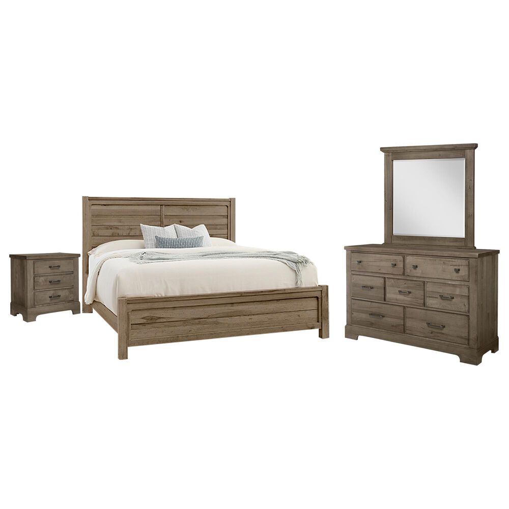 Viceray Collections Cool Rustic 4-Piece Queen Plank Bedroom Set in Stone Grey, , large