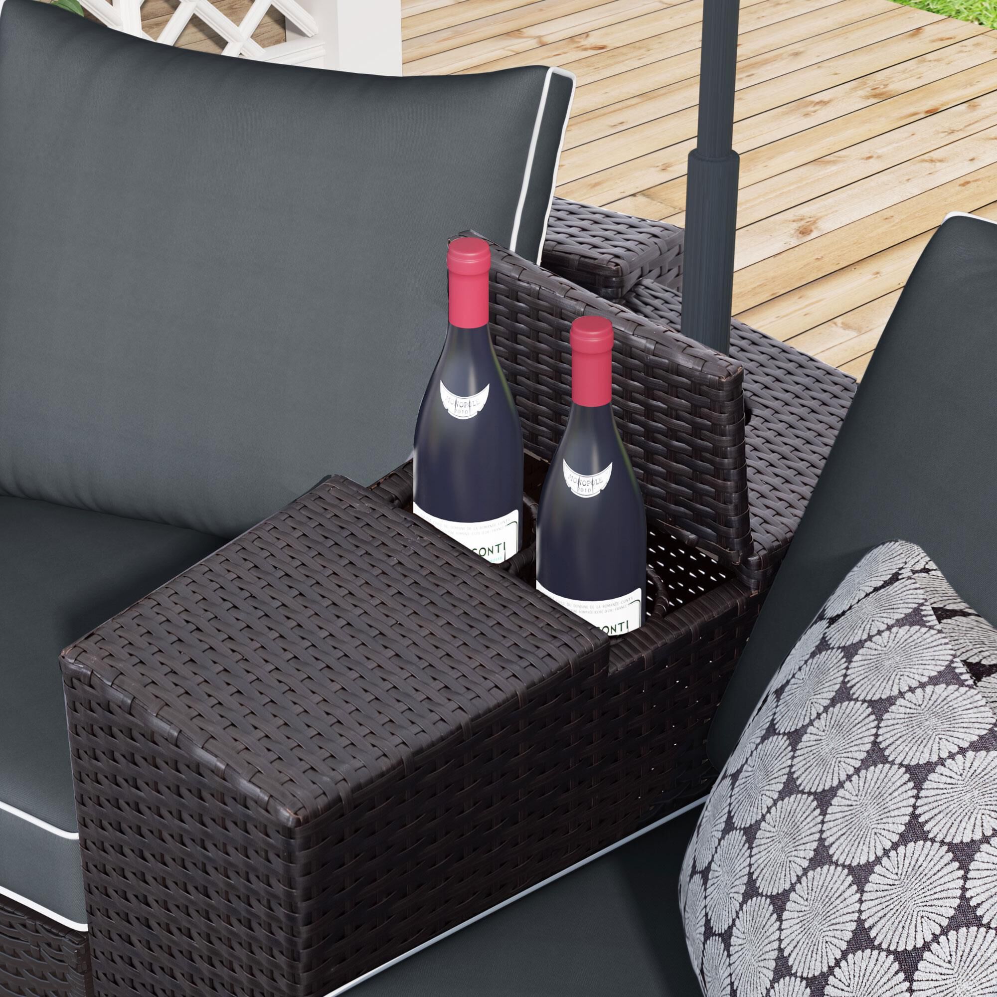 6 seater bar set with cushions discount and ice bucket