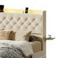 HOMLUX Full Upholstered Platform Storage Bed with Headboard Shelf and USB Charging Station in Beige, , large