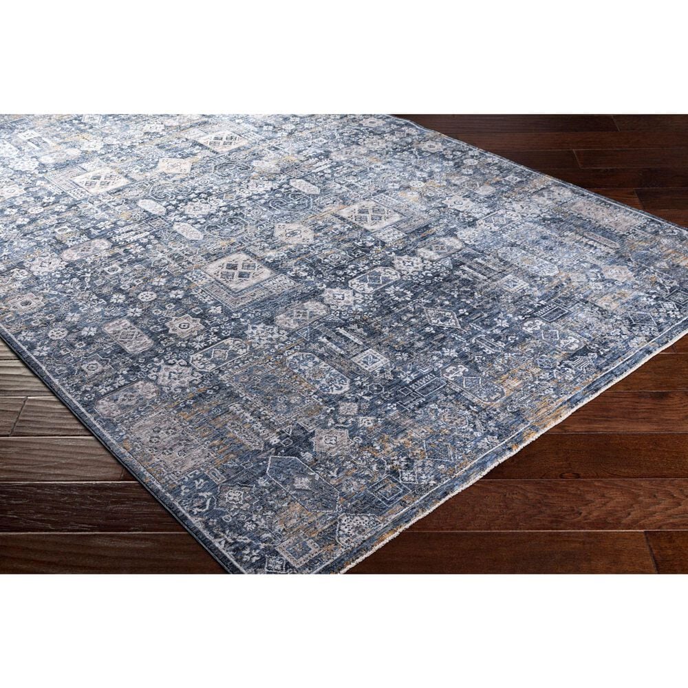 Surya Cardiff CDF-2309 Blue, Deep Teal, Medium Gray, Light Gray, Camel and Charcoal 7'10" x 10'2" Area Rug, , large