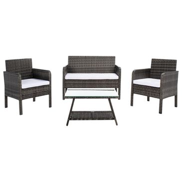 Safavieh Leah 4-Piece Patio Living Set in Gray Brown, , large