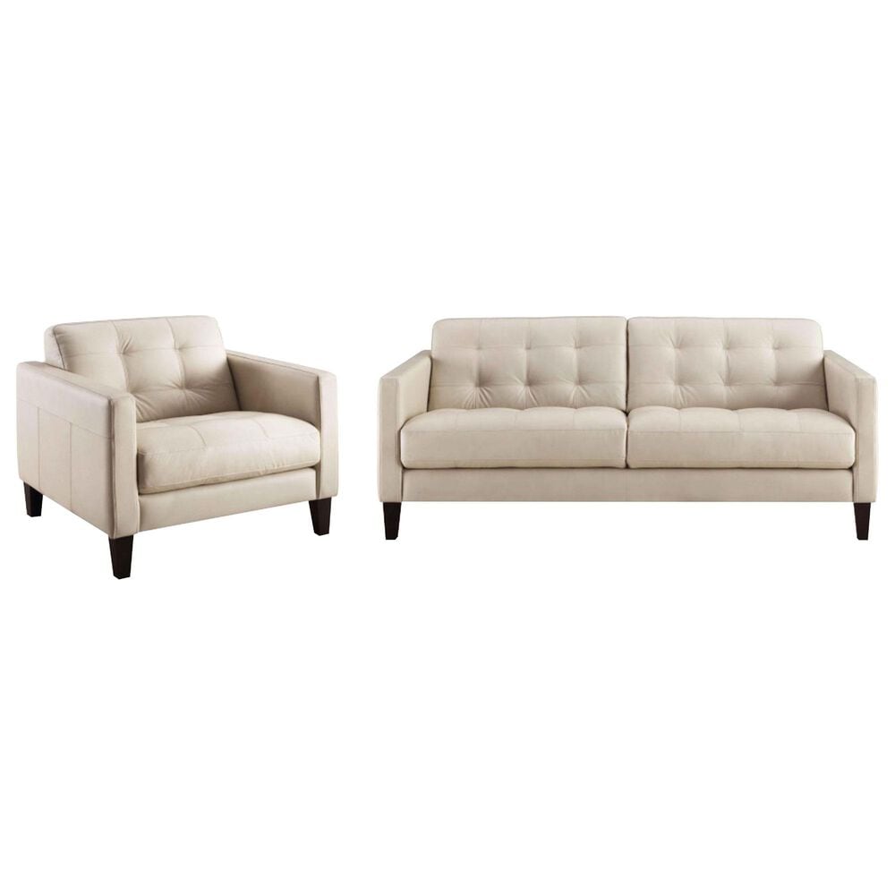 Chateau d"Ax Stationary Leather Sofa and Chair Set in White, , large