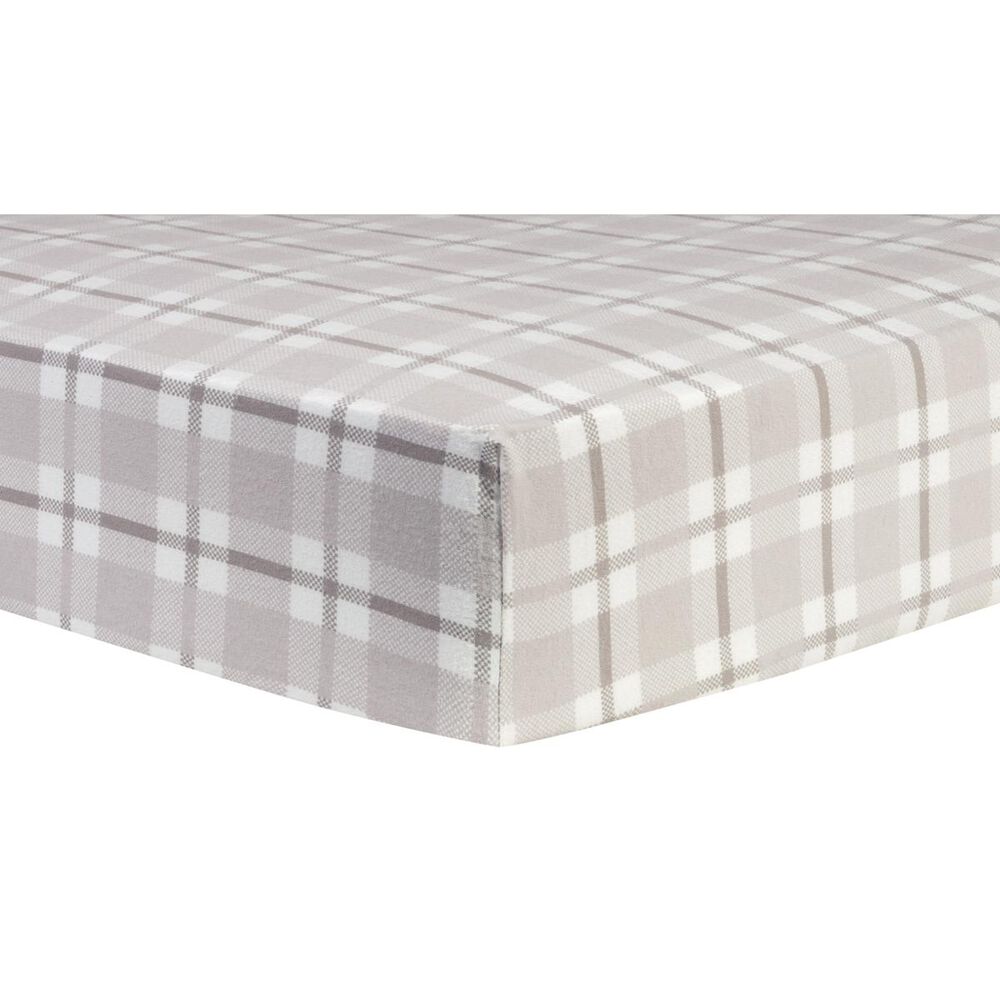 Trend Lab LLC Gray and White Plaid Deluxe Flannel Fitted Crib Sheet, , large
