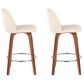 LumiSource Toriano Swivel Counter Stool with Cream Faux Leather Upholstery in Walnut and Chrome (Set of 2), , large