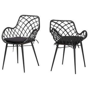 Baxton Studio Ballerina Dining Arm Chair in Black (Set of 2), , large
