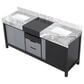 Lexora Home Zilara 72" Double Bathroom Vanity in Black and Grey with 11 cm Castle Grey Marble Top and Rectangular Sinks, , large