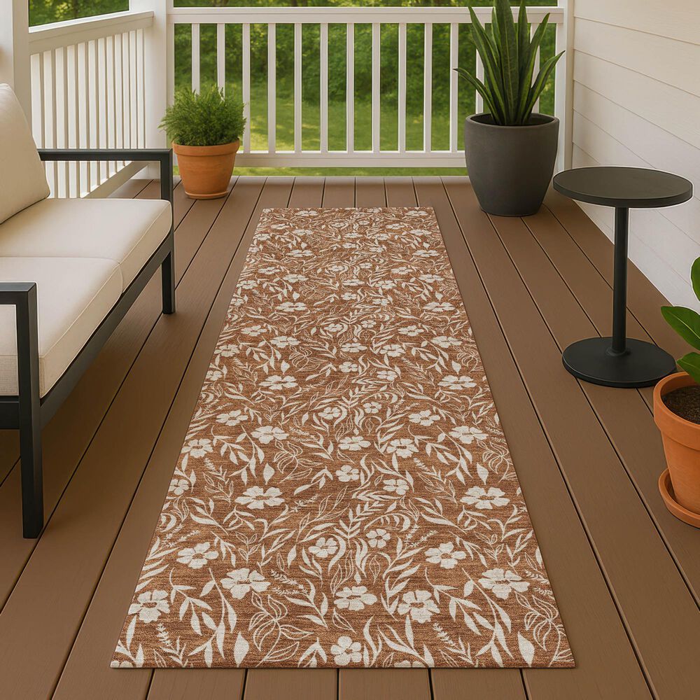 Dalyn Rug Company Soft Essentials Floral Paprika 2'3" x 7'6" Indoor/Outdoor Runner, , large