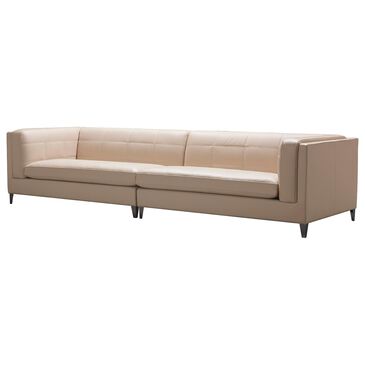 Jennifer Taylor Home JTH Luxe Esquire Top Grain Leather 4-Seater Sectional Sofa in Fawn Beige, , large