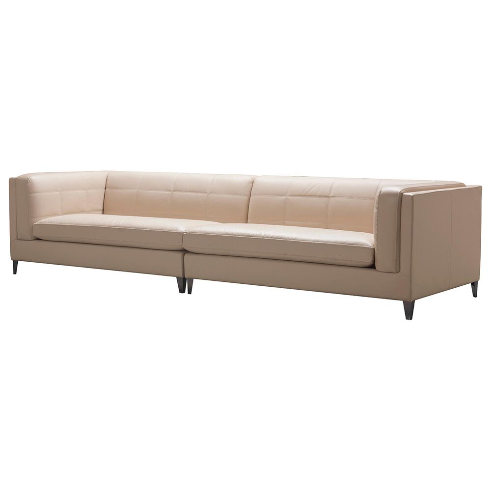 Jennifer Taylor Home JTH Luxe Esquire Top Grain Leather 4-Seater Sectional Sofa in Fawn Beige, , large
