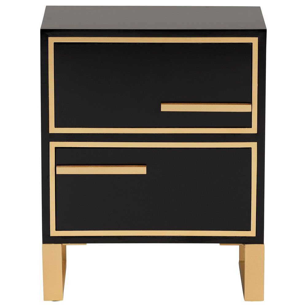 Baxton Studio Giolla 2-Drawer End Table in Black and Gold, , large