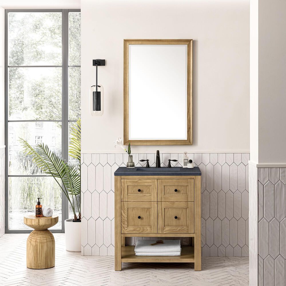 James Martin Vanities Breckenridge 30&quot; Single Bathroom Vanity in Light Natural Oak with 3 cm Charcoal Soapstone Quartz Top and Rectangular Sink, , large
