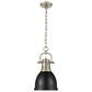 Golden Lighting Duncan 1-Light Small Pendant with Chain and Matte Black Shade in Aged Brass, , large