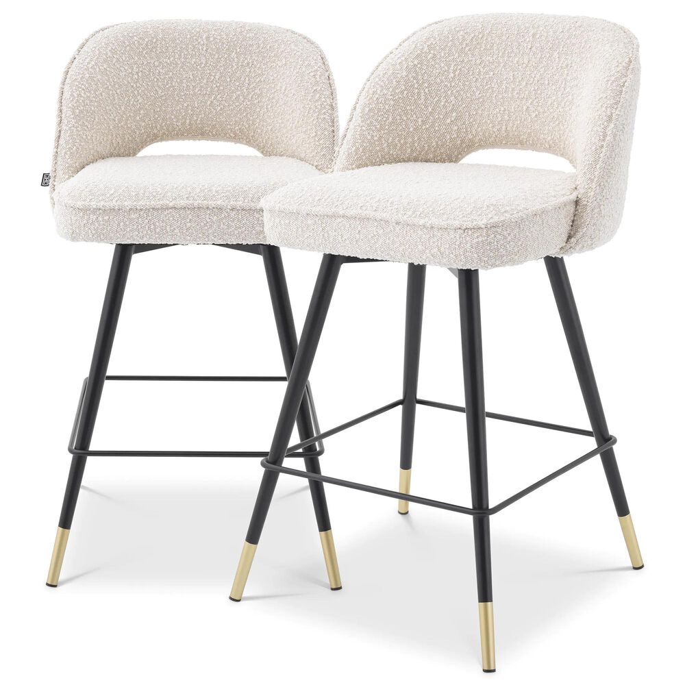 Eichholtz Cliff Counter Stool in Black and Brass (Set of 2), , large