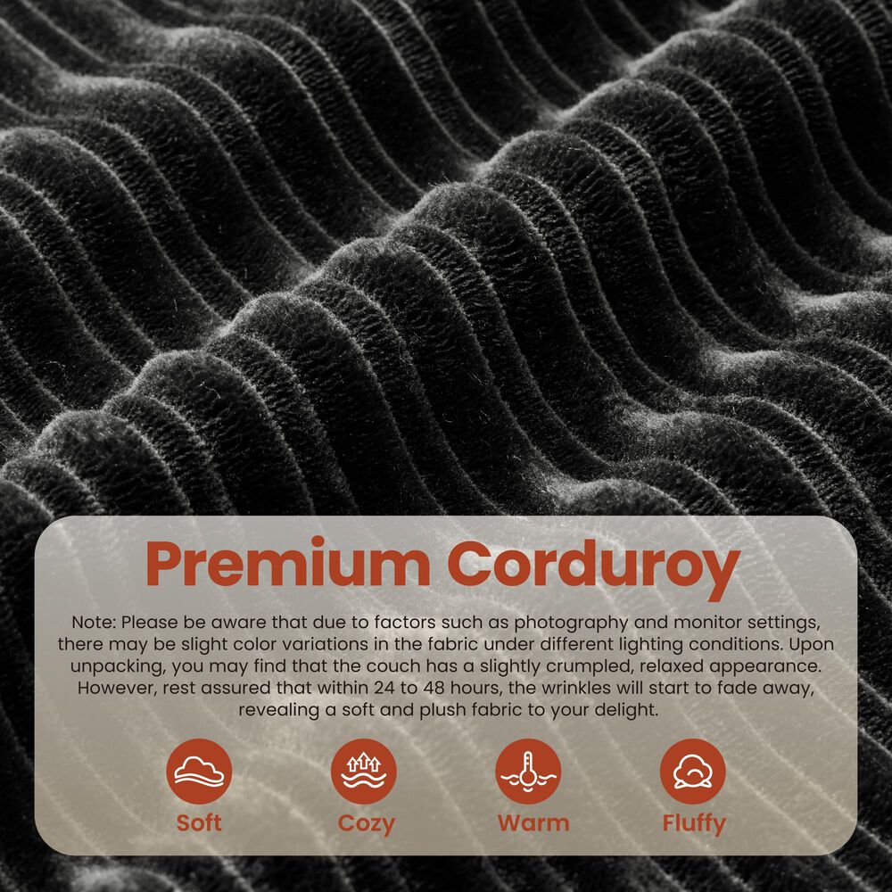 HOMLUX 112" Modern Sectional Sofa with Curved Armrests in Black, , large