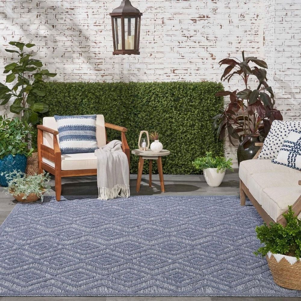 Nourison Versatile 9&#39; x 12&#39; Denim Blue Indoor/Outdoor Area Rug, , large