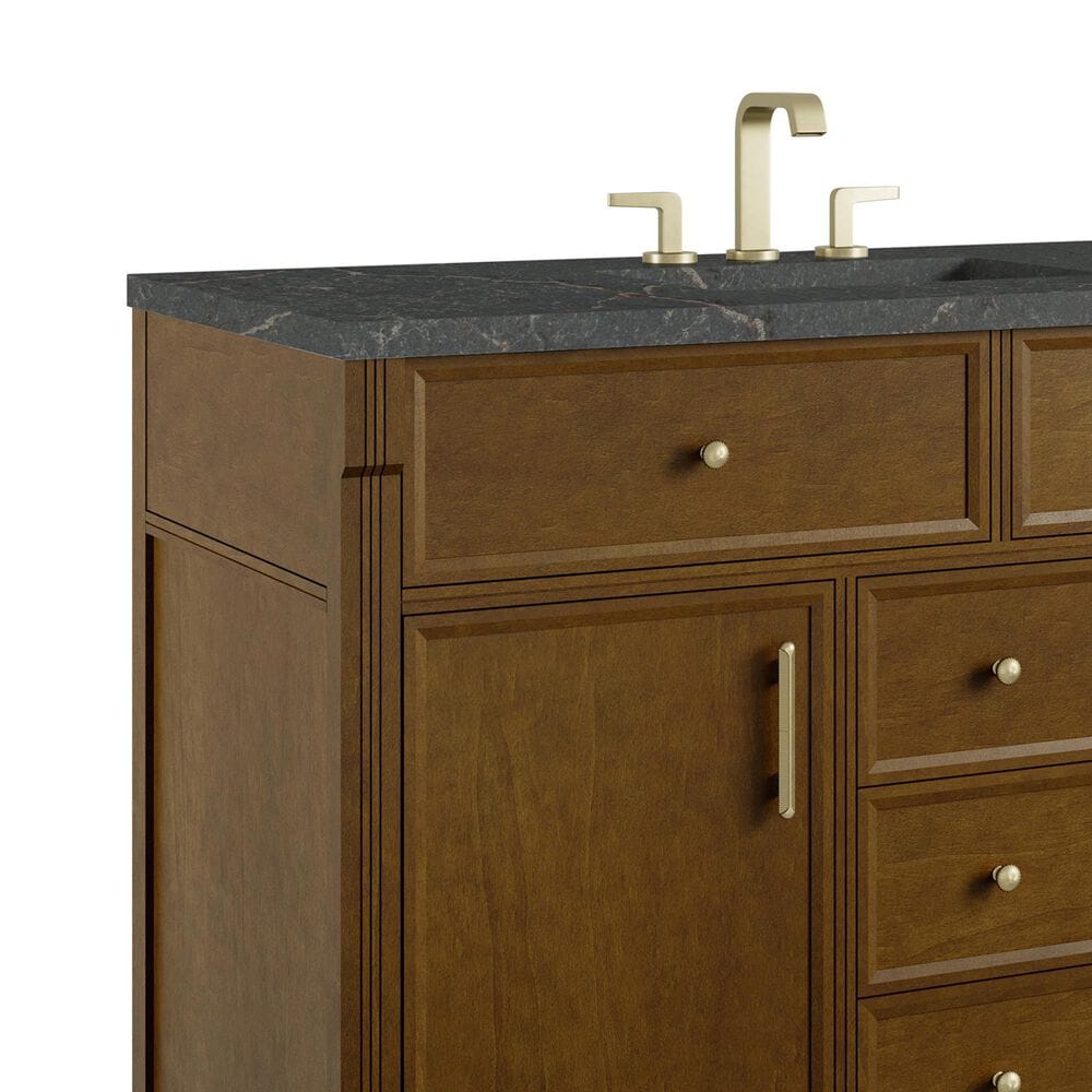 James Martin Bellshire 48" Single Bathroom Vanity in Honey Oak with 3 cm Parisien Bleu Silestone Top, Rectangular Sink and FreePower Wireless Charger, , large