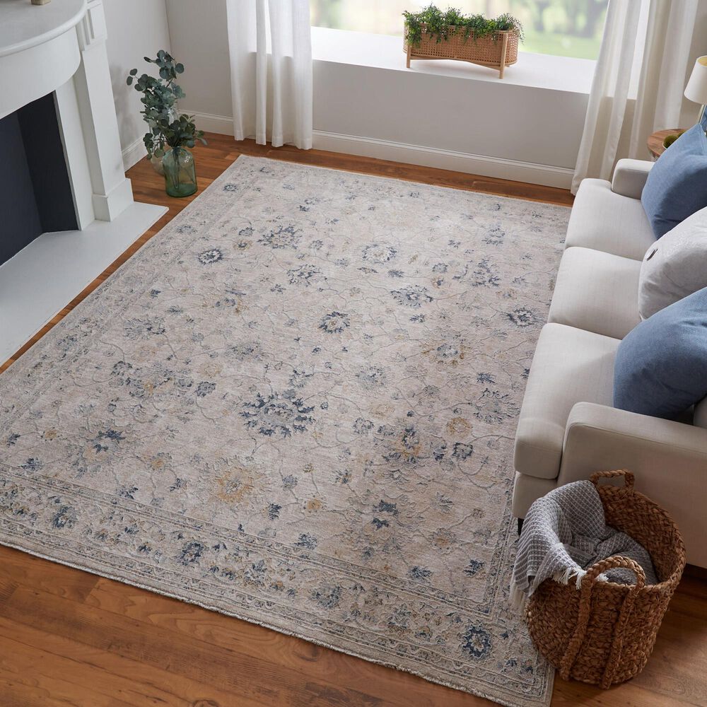 Feizy Pasha 39M7F 5&#39; x 7&#39;6&quot; Beige and Blue Area Rug, , large
