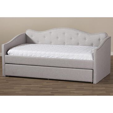 Baxton Studio Kaija Daybed with Trundle in Greyish Beige, , large