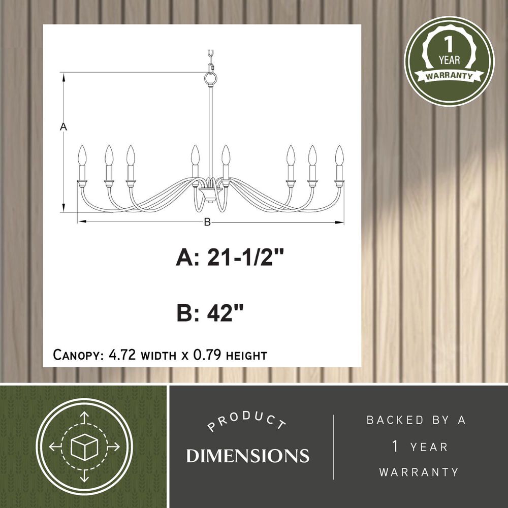 Vaxcel Annabelle 8-Light Chandelier in Muted Brass, , large