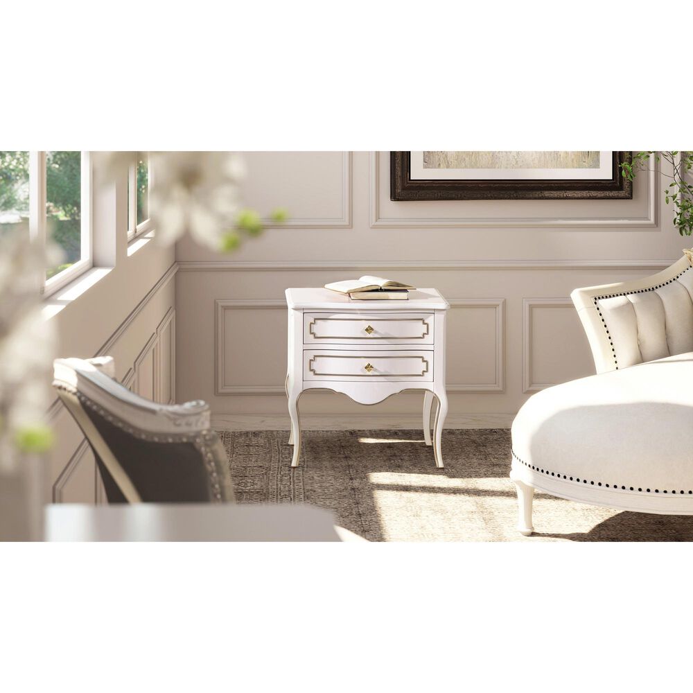 Jennifer Taylor Home Court Side Table in Soft White and Gold, , large