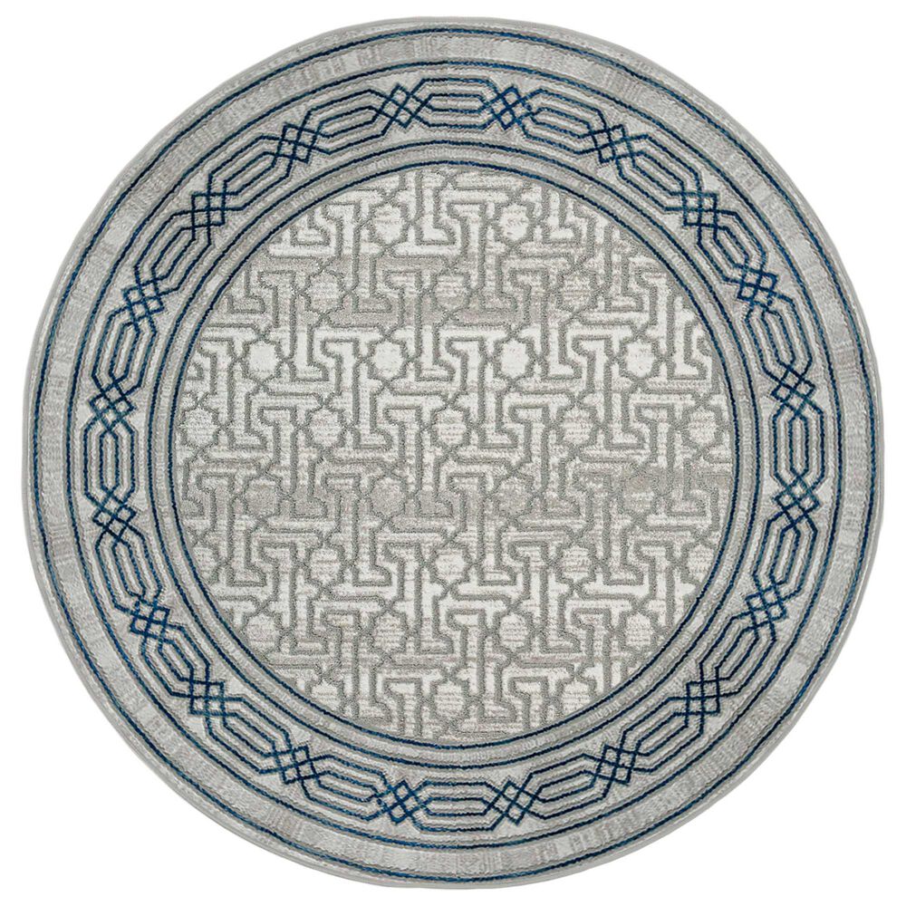 Radici USA Davide Southwestern 7"10" Round Blue Area Rug, , large