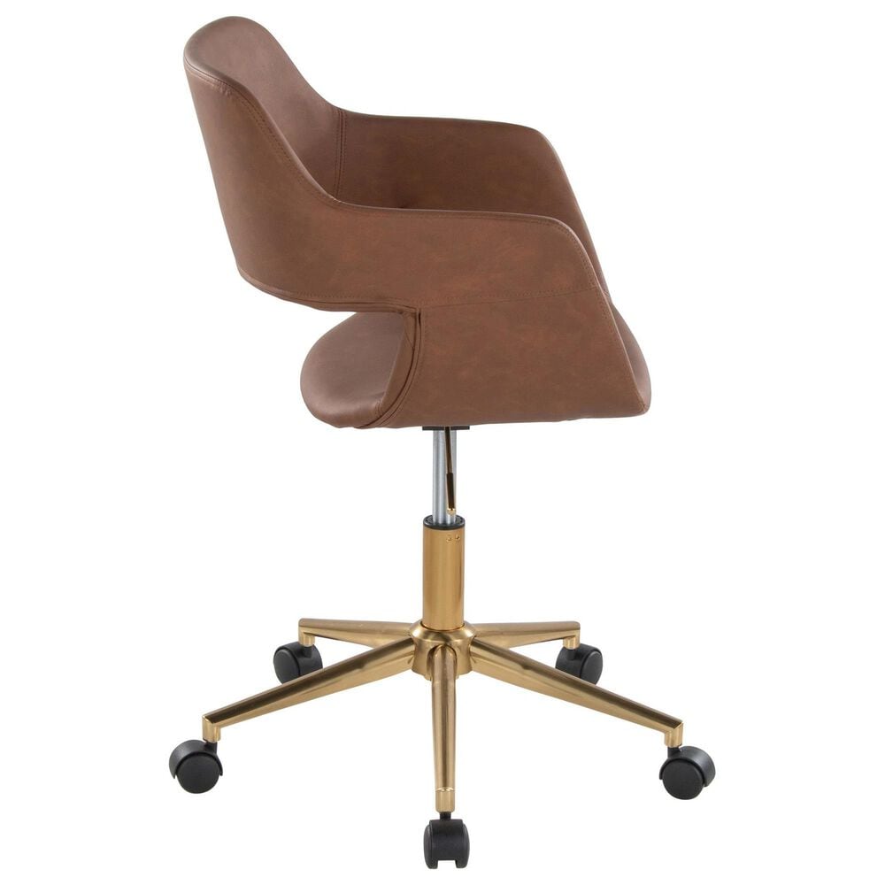 Lumisource Margarite Task Chair with Brown Faux Leather Cushion in Black, , large