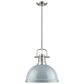 Golden Lighting Duncan 1-Light Pendant with Rod in Pewter with a Seafoam Shade, , large