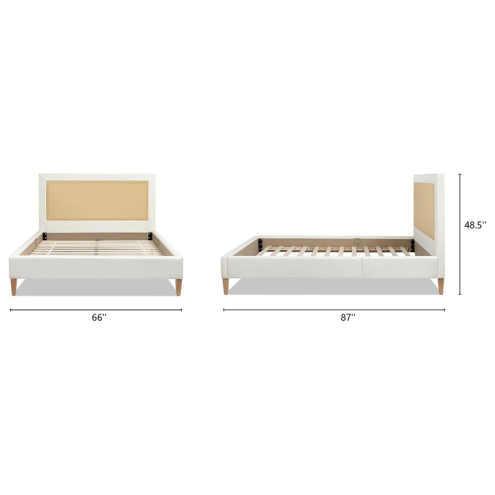 Jennifer Taylor Home Haley Queen Platform Bed with Snow White Upholstered in Natural, , large