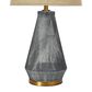 Teak Interiors Abode Ceramic Table Lamp with Linen Shade in Blue Reactive Glaze, , large
