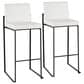 Lumisource Fuji High Back Barstool with White Faux Leather in Black (Set of 2), , large