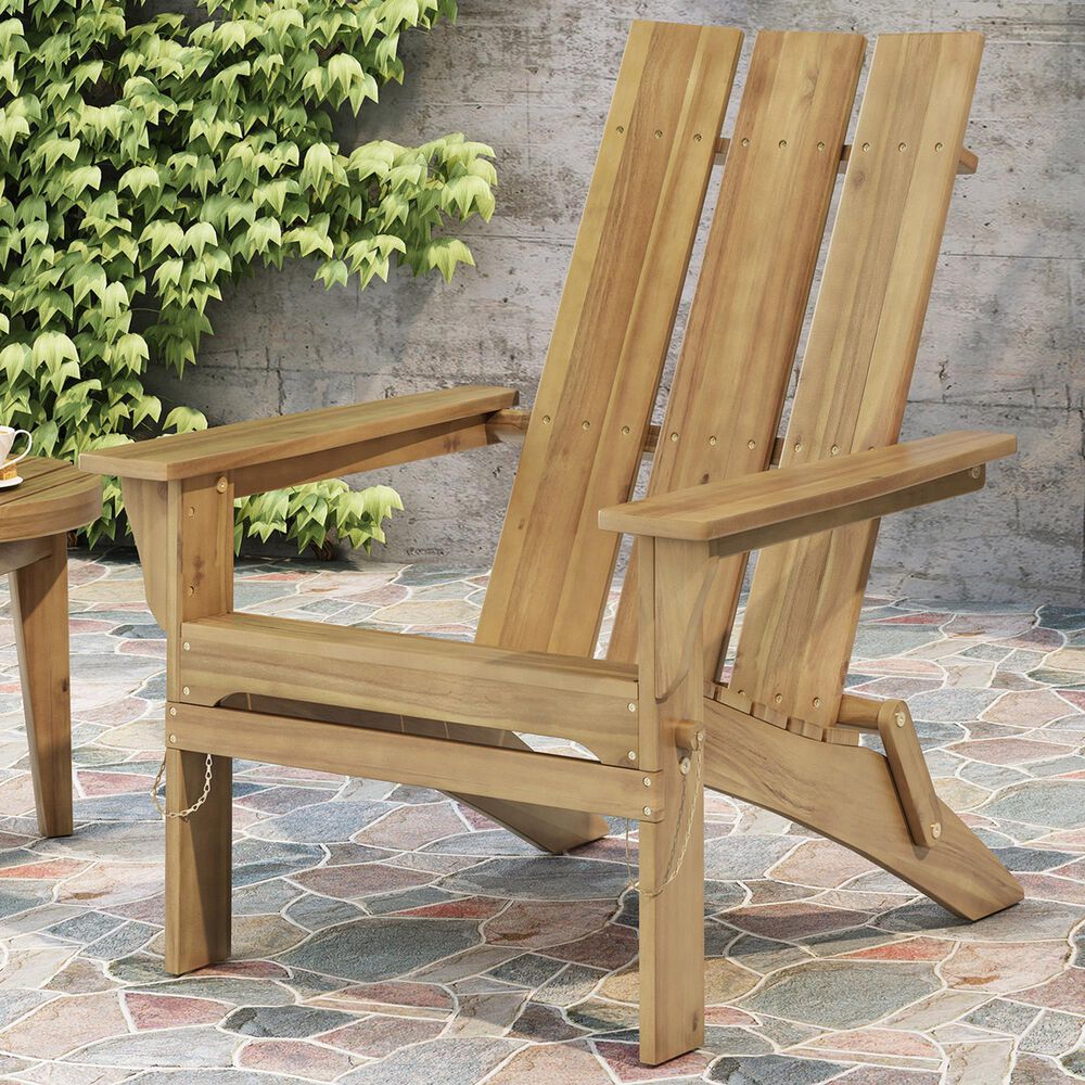 Hearth and Haven Zuma Outdoor Foldable Adirondack Chair in Natural, , large
