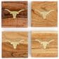 The Royal Standard Longhorn Wood Coasters in Natural and Brass (Set of 4), , large