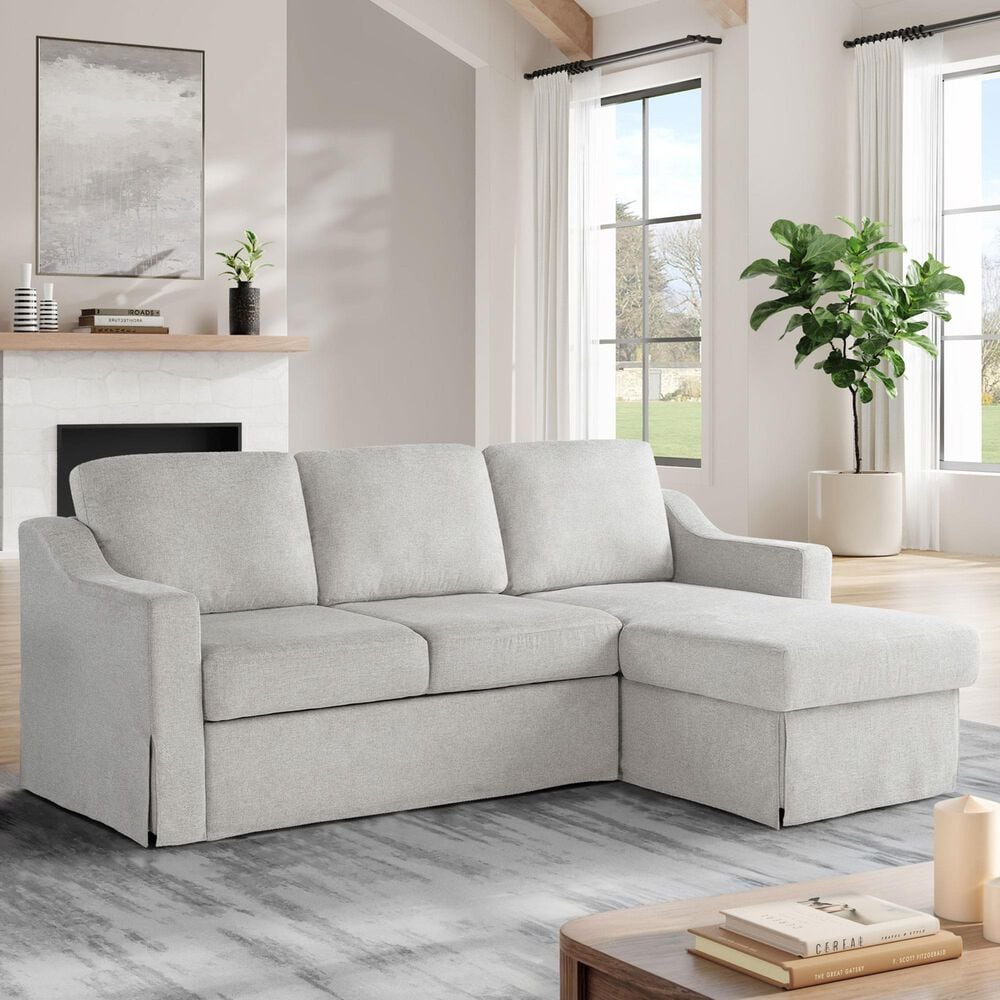 Lifestyle Solutions Haddington Stationary Convertible Sofa with Chaise in Linen, , large