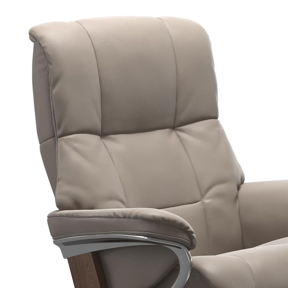 Stressless Mayfair Small Leather Chair and Ottoman in Paloma Fog, , large