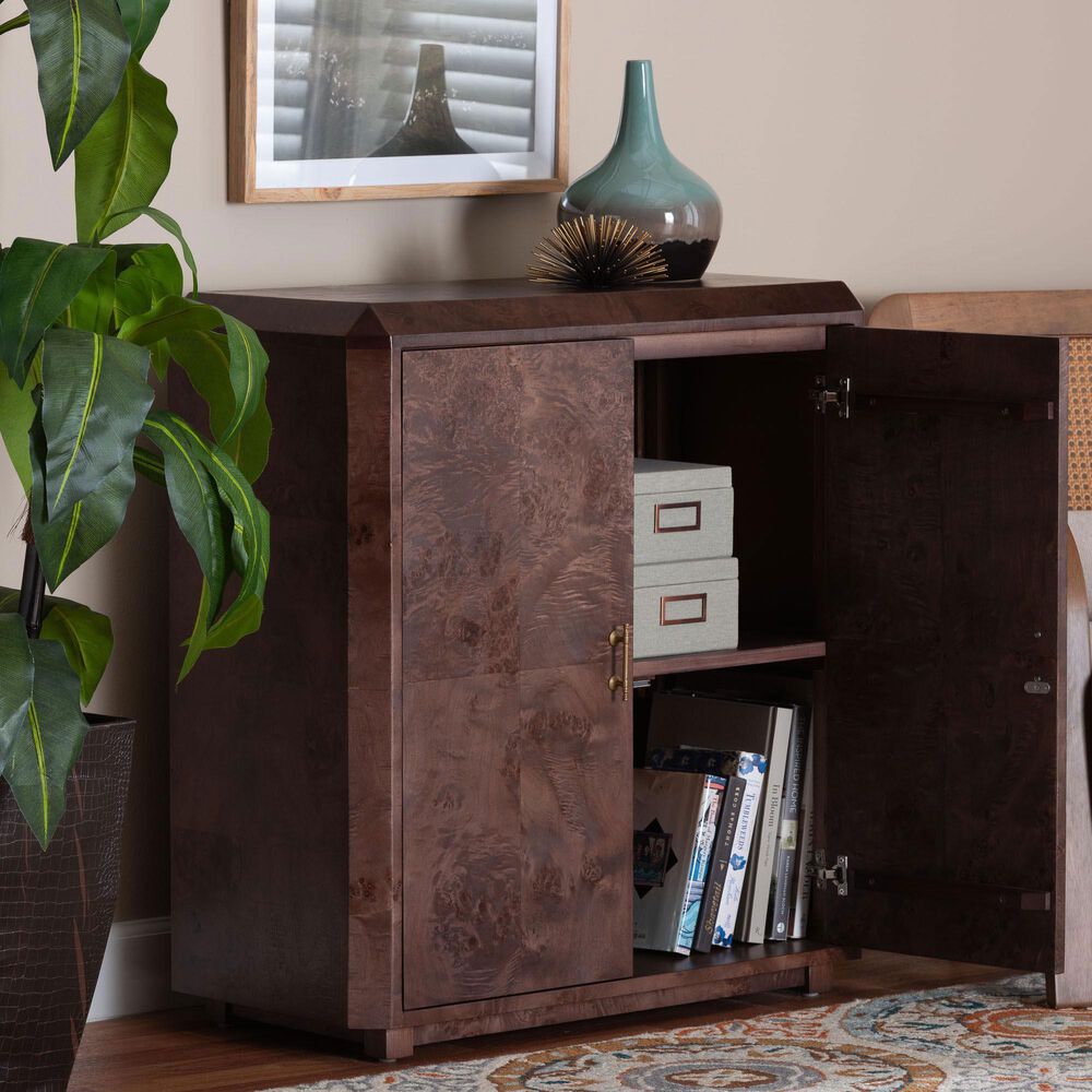 Baxton Studio Valora Storage Cabinet in Dark Walnut Brown, , large