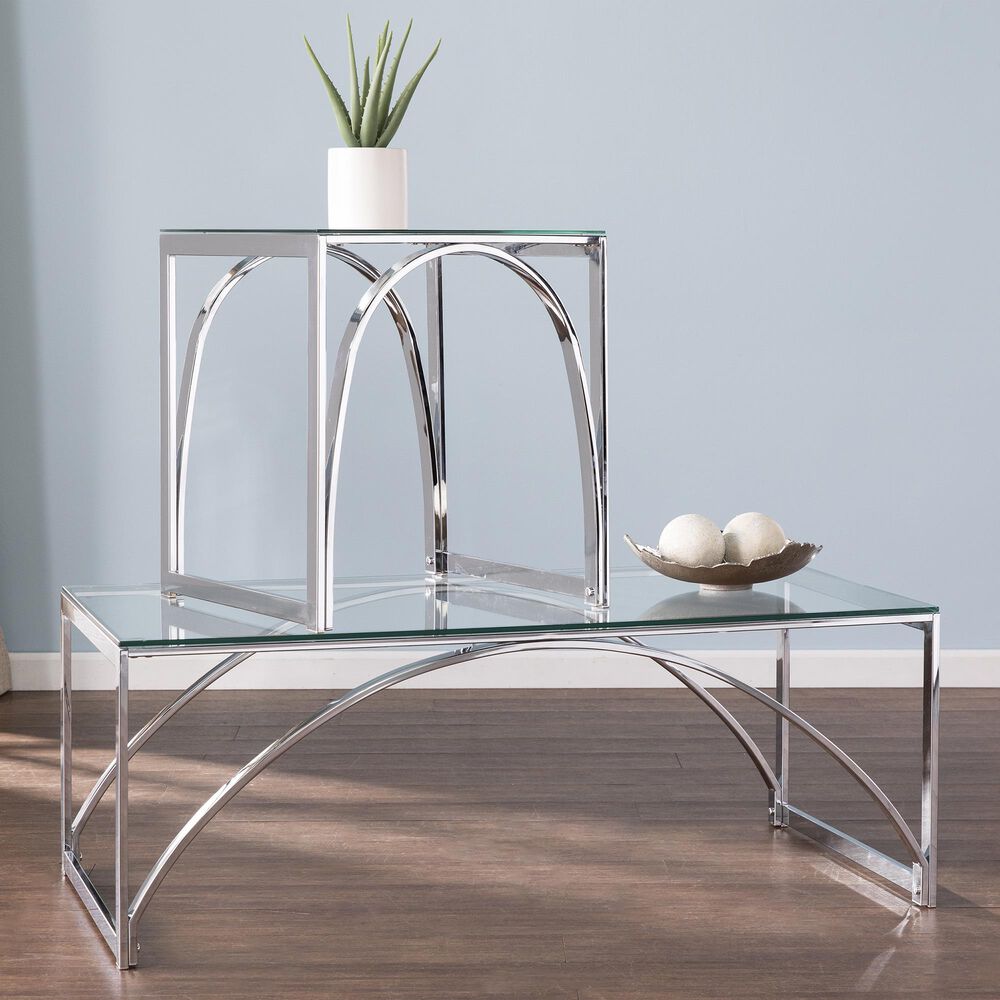 Southern Enterprises Stevenly End Table in Chrome, , large