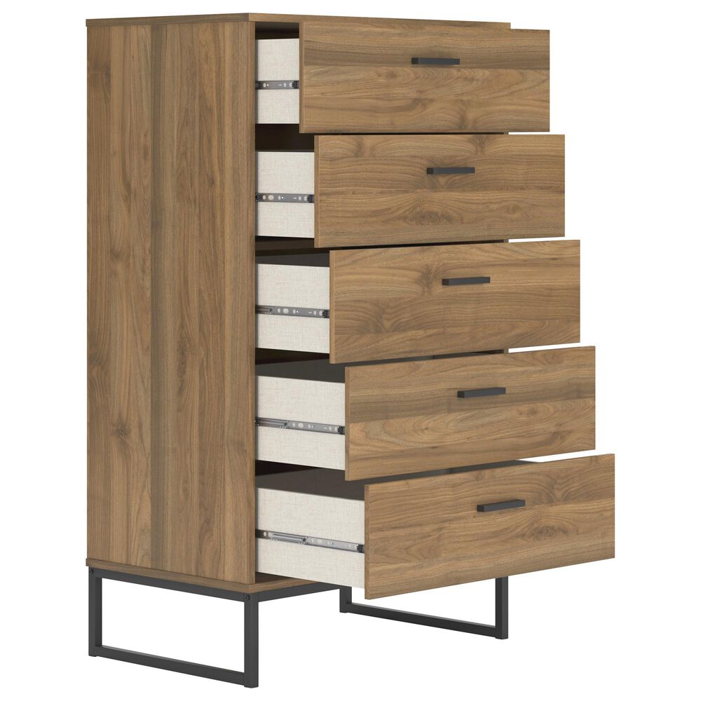 Ashley Deanlow 5-Drawer Chest in Honey Brown and Dark Pewter, , large