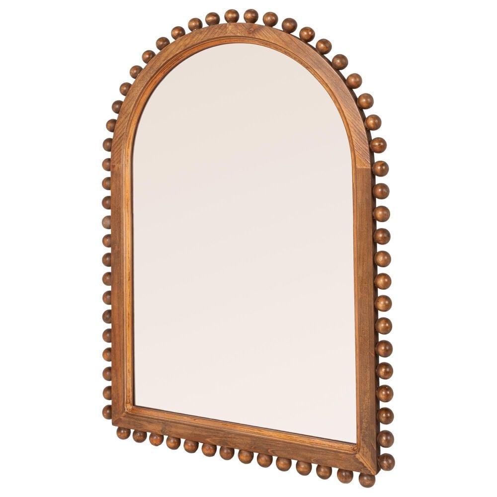 Creative Coop Willa Wood Ball Framed Arched Wall Mirror in Walnut, , large