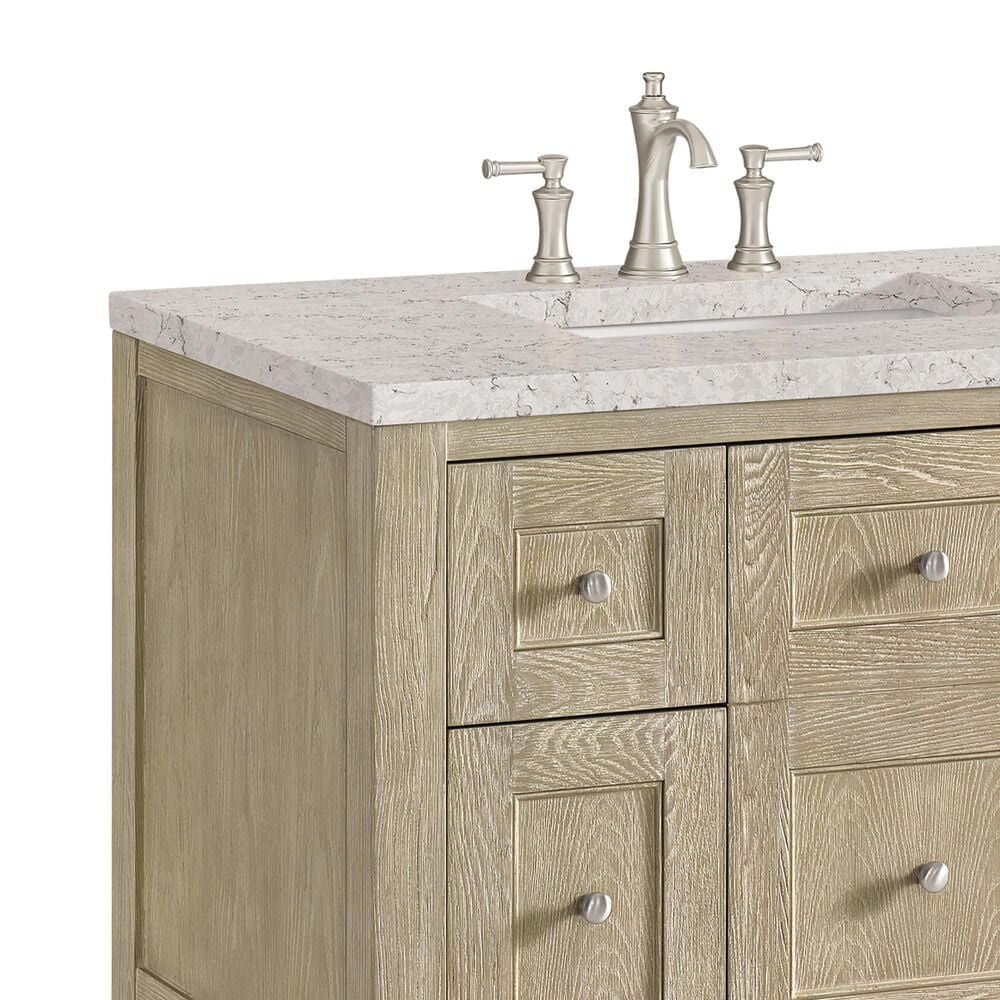 James Martin Vanities Breckenridge 36&quot; Single Vanity in Whitewashed Oak with 3 cm Eternal Jasmine Pearl Quartz Top, , large