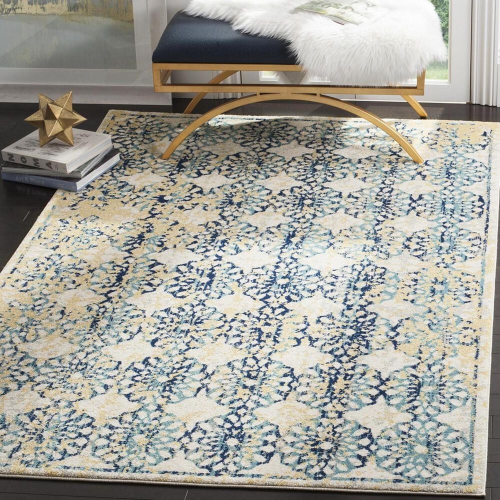 Safavieh Evoke EVK262C-4 4" x 6" Ivory/Blue Area Rug, , large