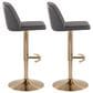 LumiSource Toriano Swivel Adjustable Bar Stool with Grey Faux Leather Upholstery in Gold (Set of 2), , large